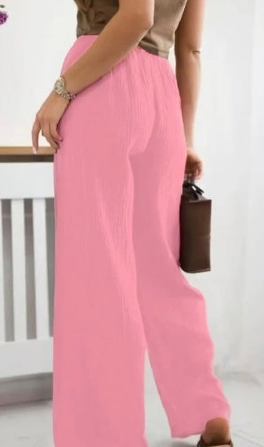 Pantalon rose en gaze de coton