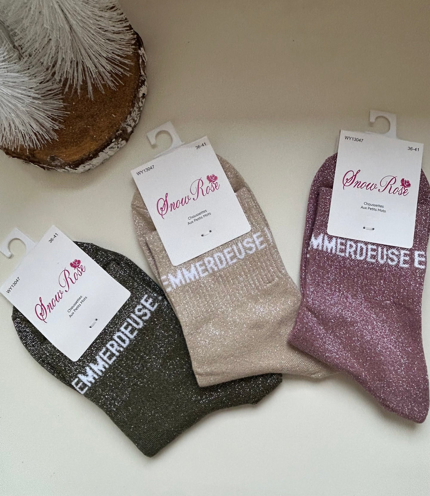 Chaussettes à paillettes EMMERDEUSE