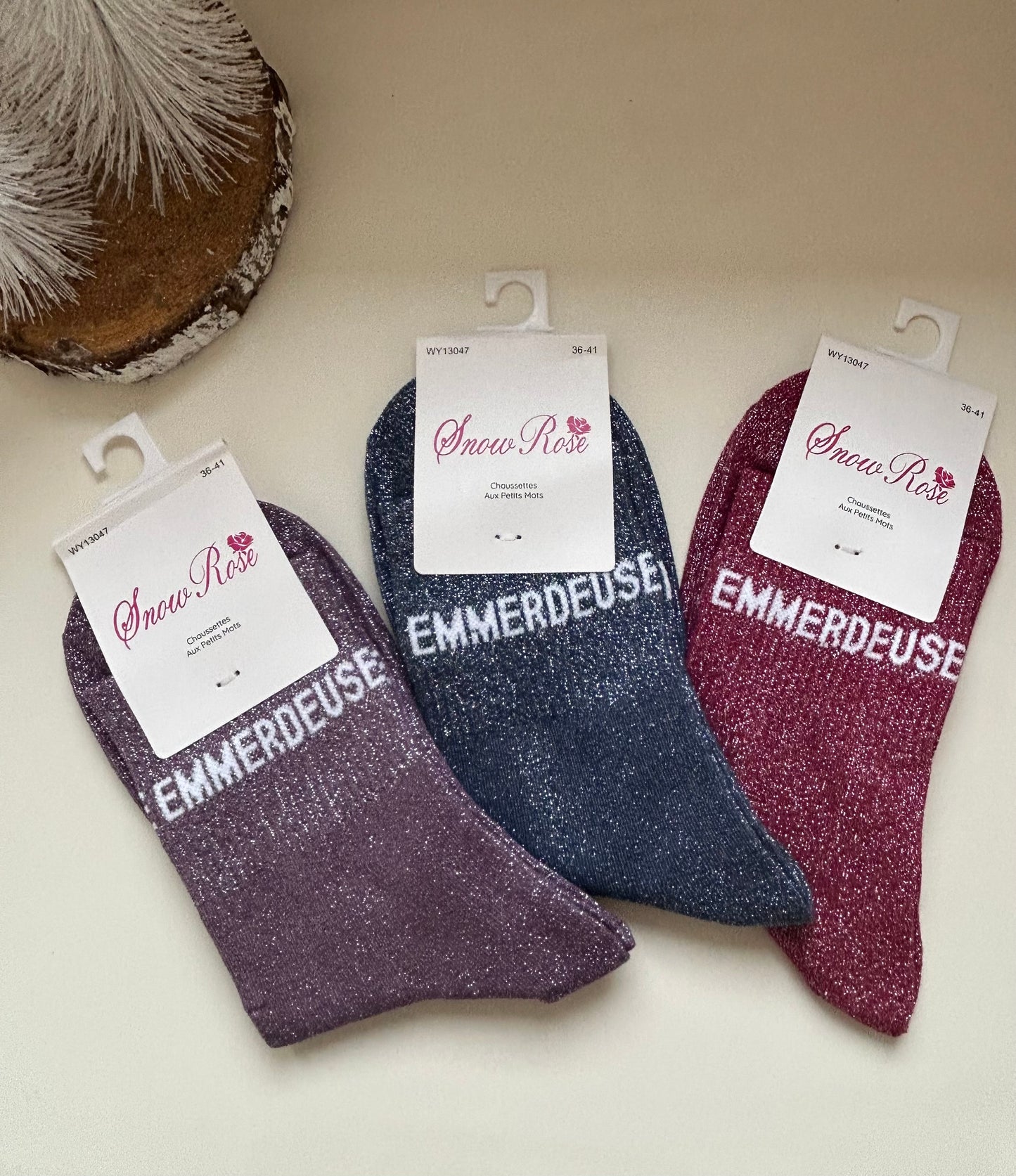 Chaussettes à paillettes EMMERDEUSE