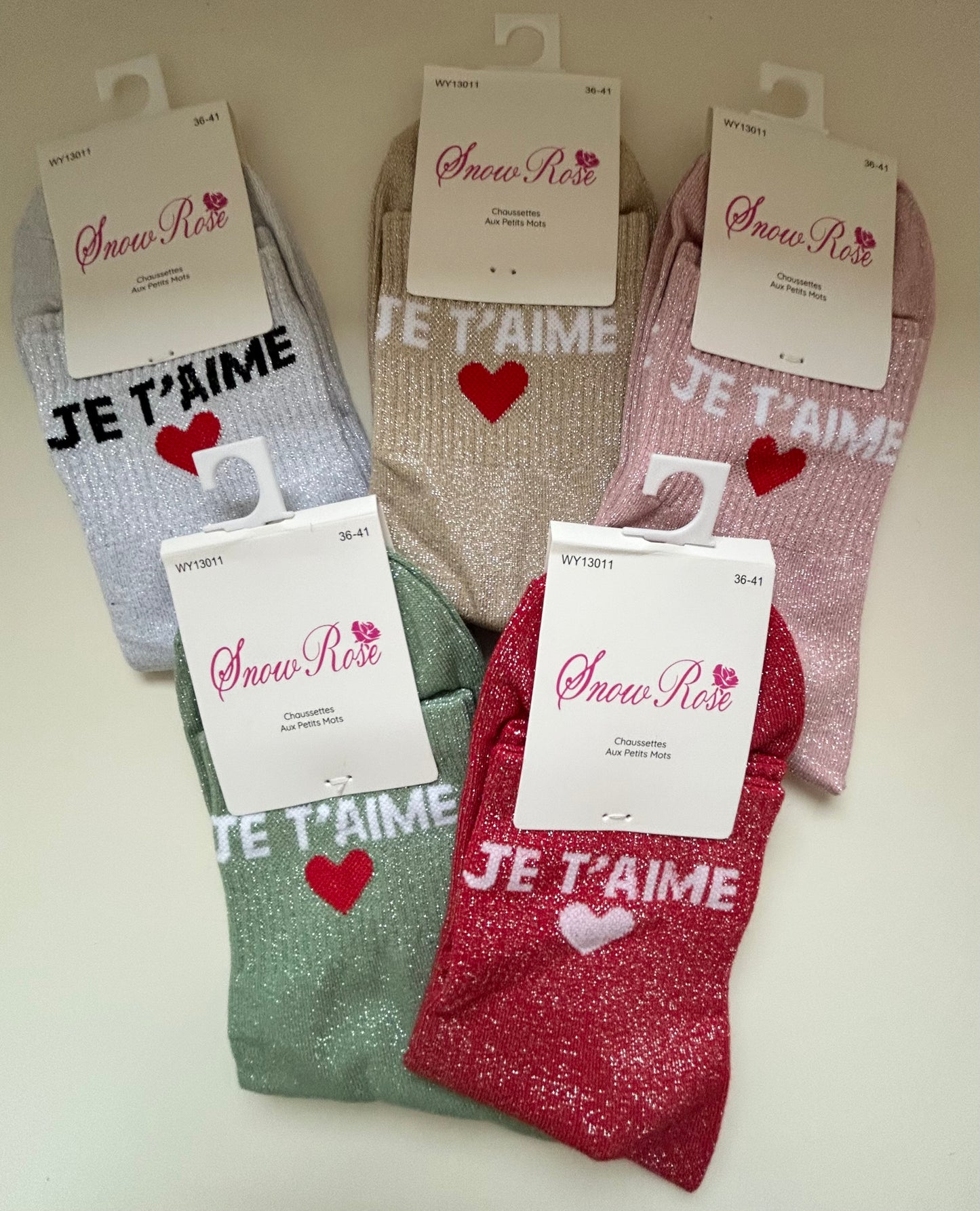 Chaussettes à paillettes JE T'AIME