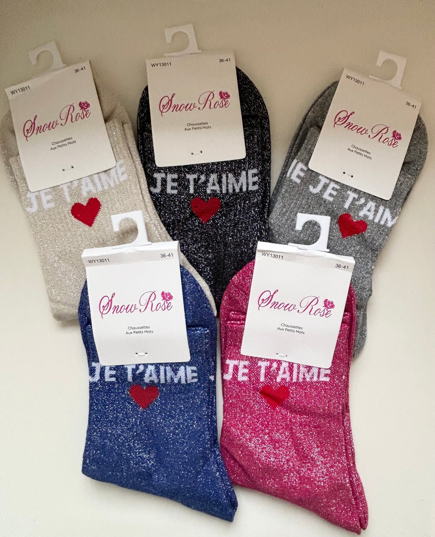 Chaussettes à paillettes JE T'AIME