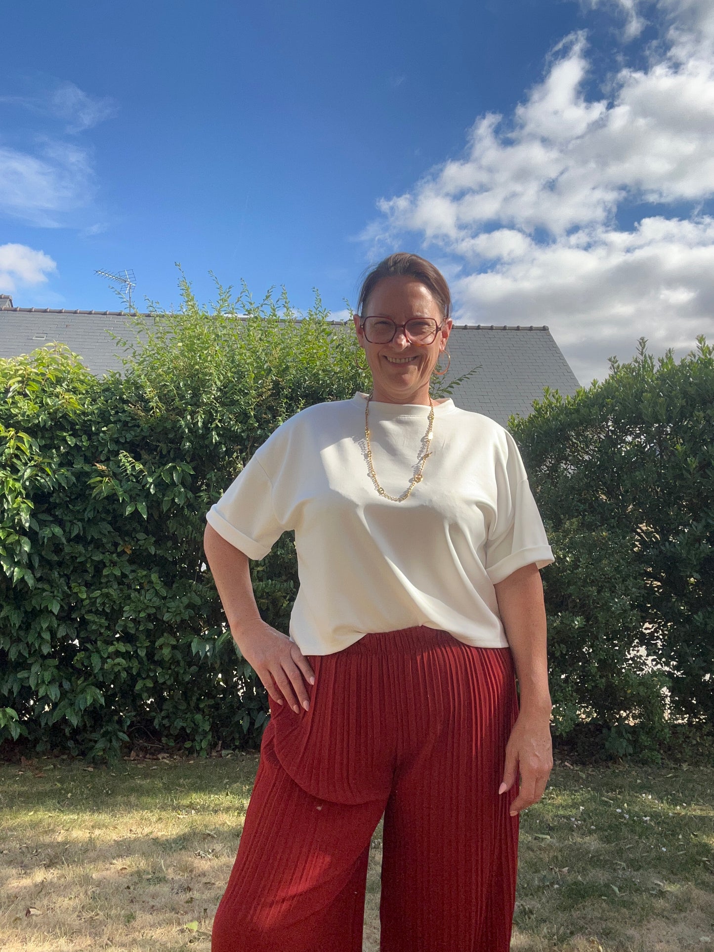 Pantalon plissé Terracota