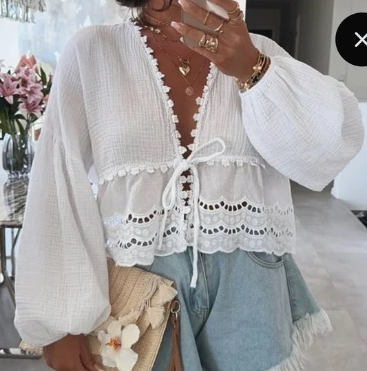 Haut gaze de coton blanc
