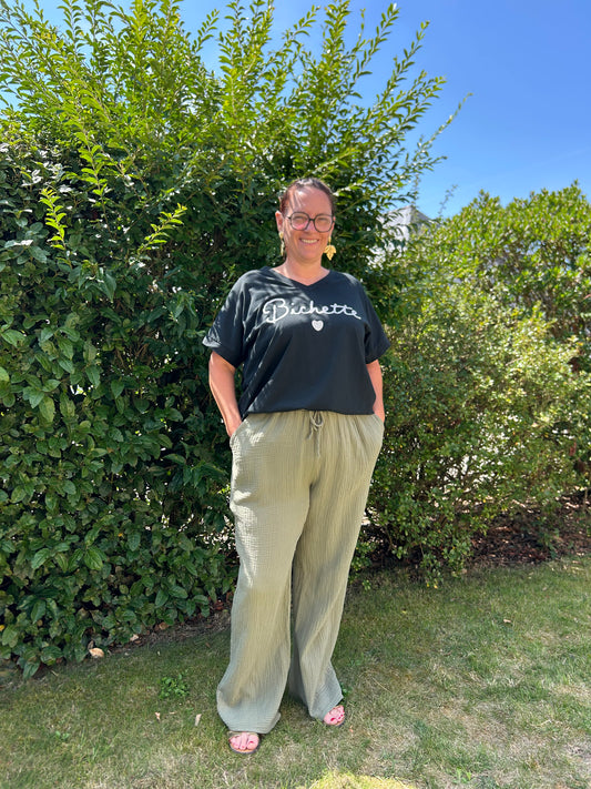 Pantalon kaki Gaze de coton GRANDE TAILLE