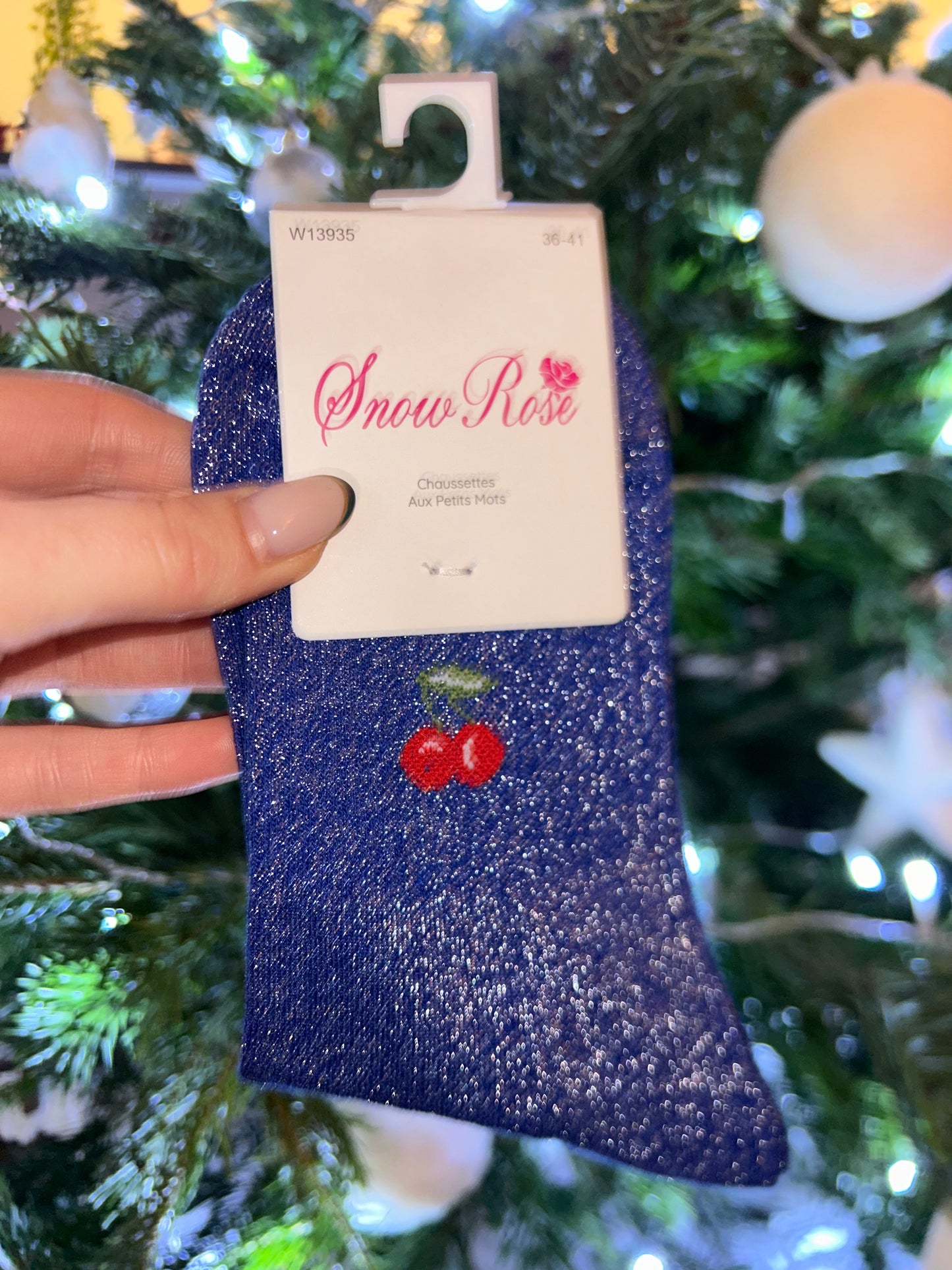 Chaussette à paillettes CERISE