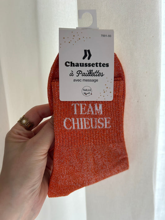 Chaussettes à paillettes TEAM CHIEUSE