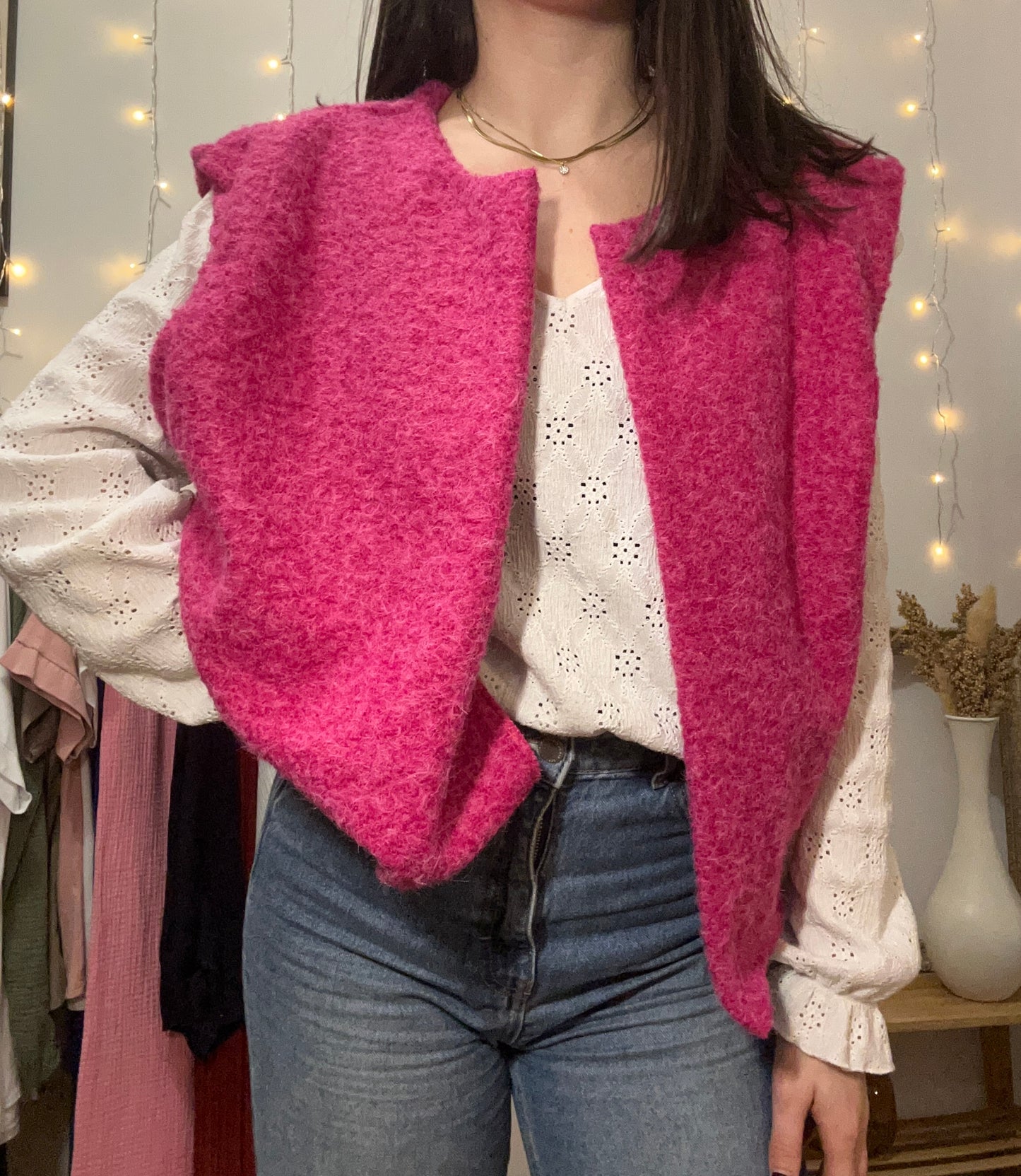 Gilet sans manches rose