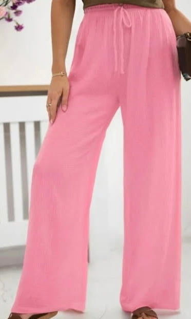 Pantalon rose en gaze de coton