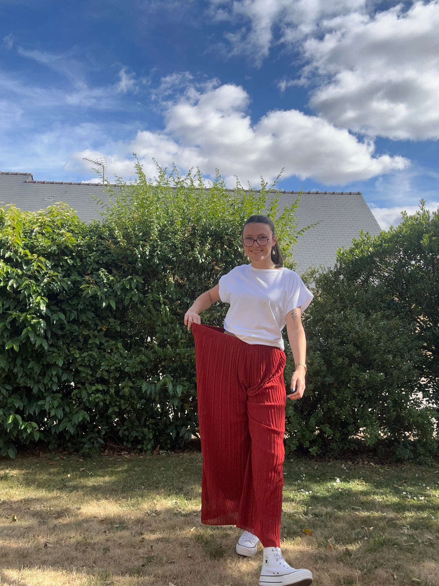 Pantalon plissé Terracota