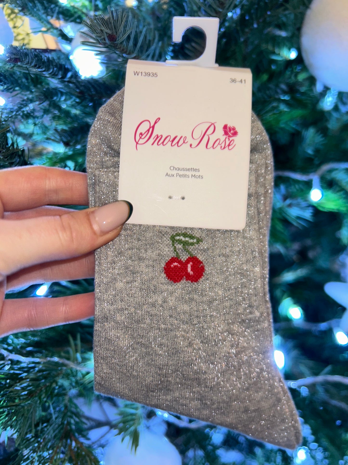 Chaussette à paillettes CERISE