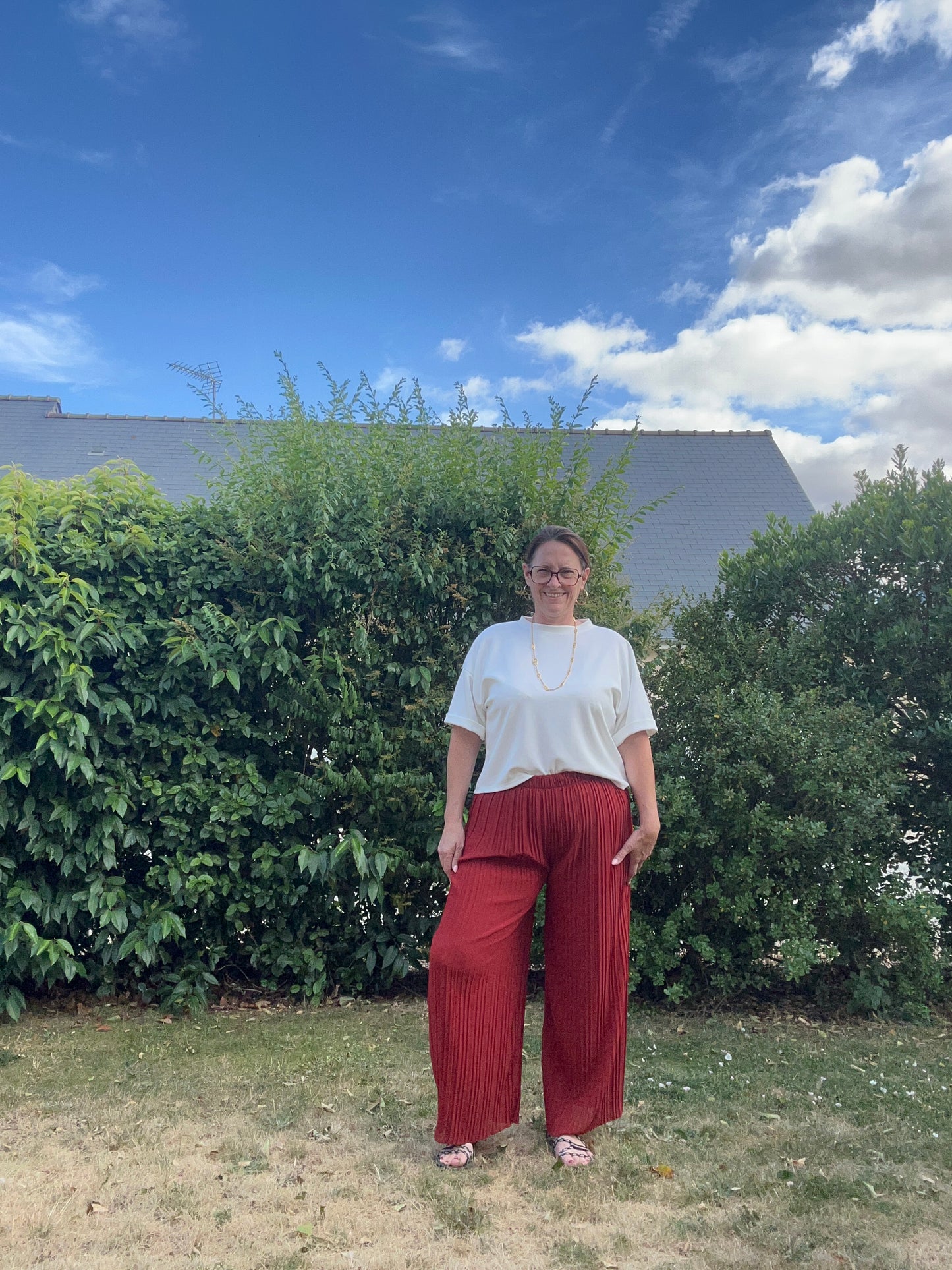 Pantalon plissé Terracota
