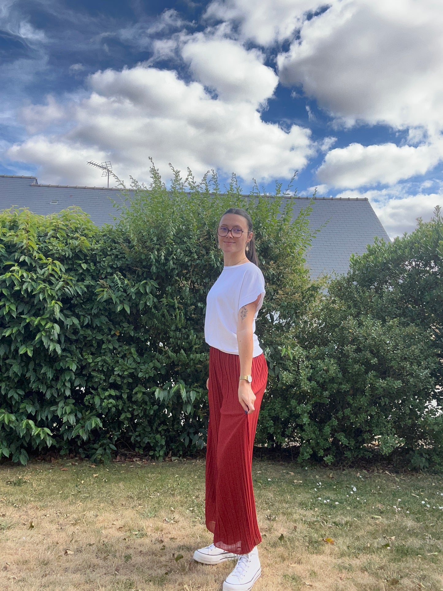 Pantalon plissé Terracota